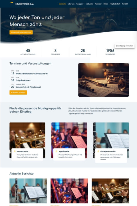 Website für Musikverein