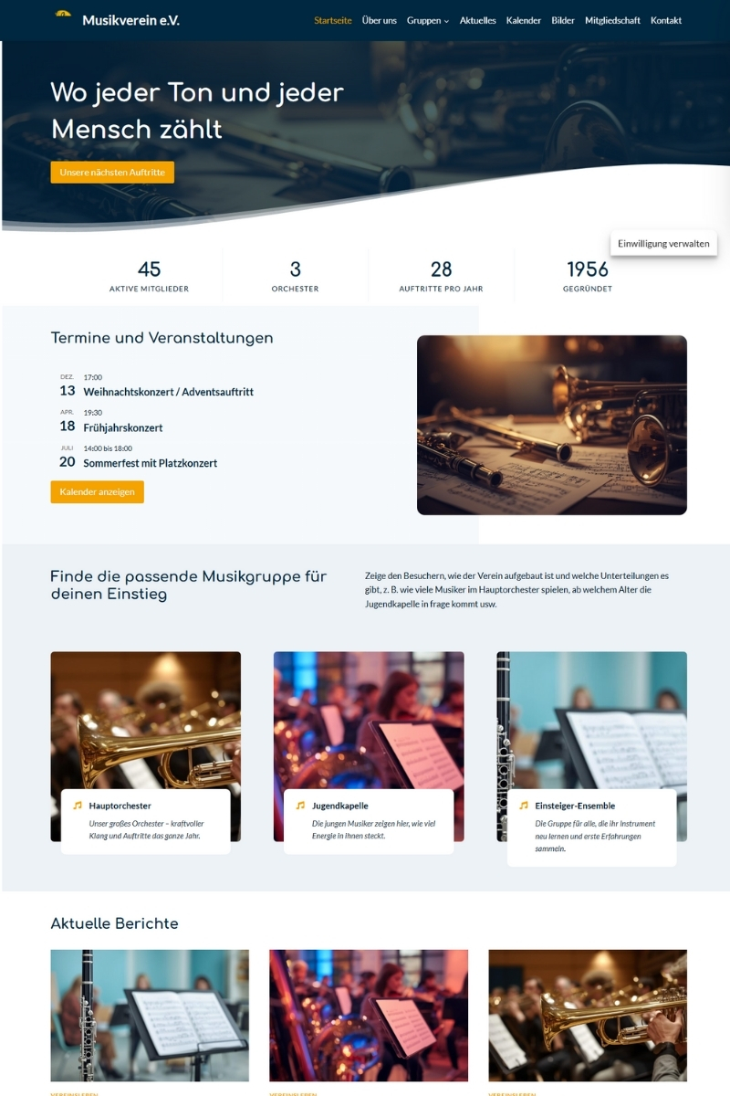 Website für Musikverein