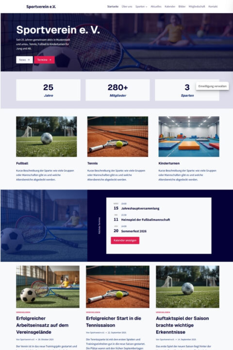 Website für Sportverein