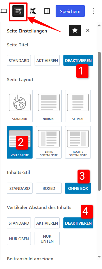 Layout Einstellungen