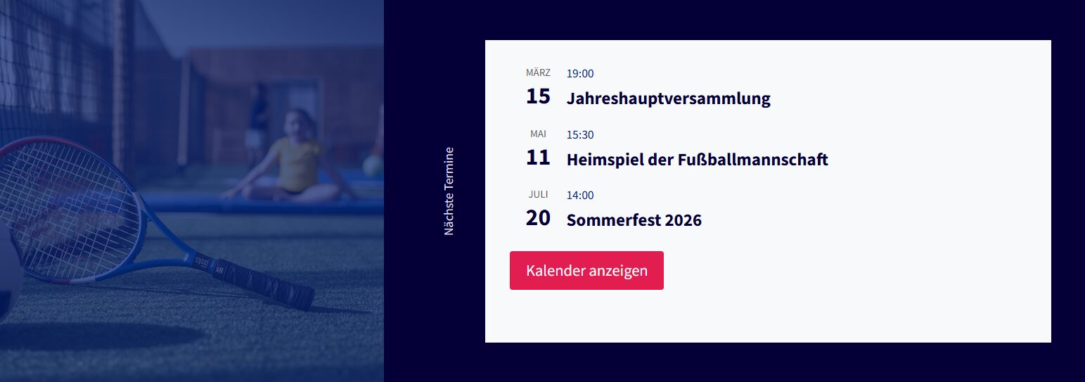 Sportverein - Terminvorschau