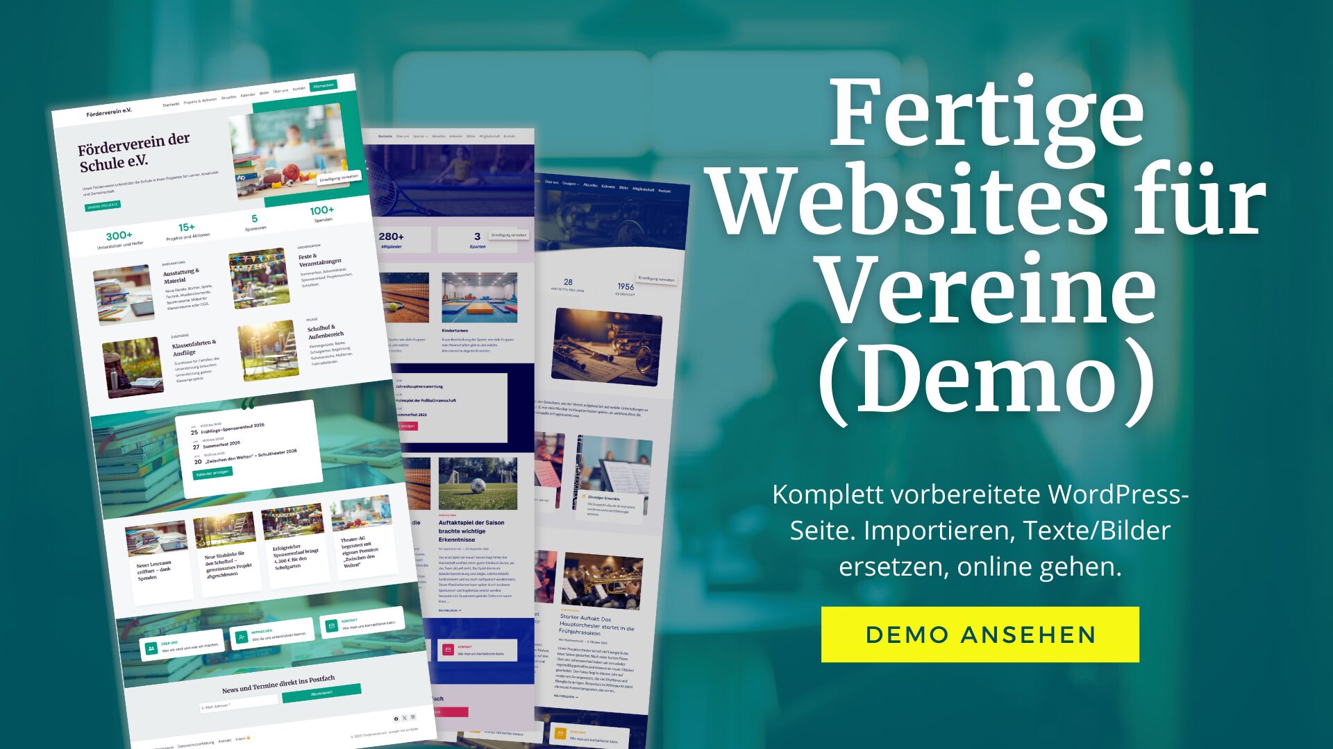 Fertige Website für Vereine