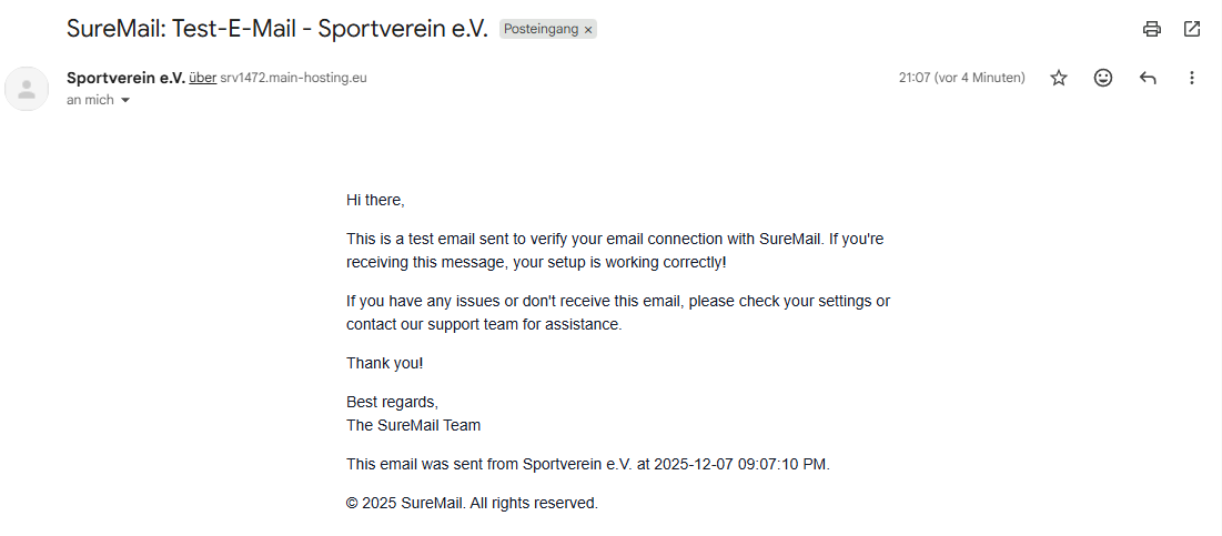 SureMail: Test-E-Mail