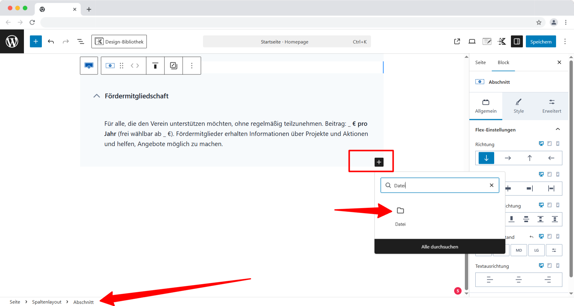 Download-Button für Mitgliedsantrag
