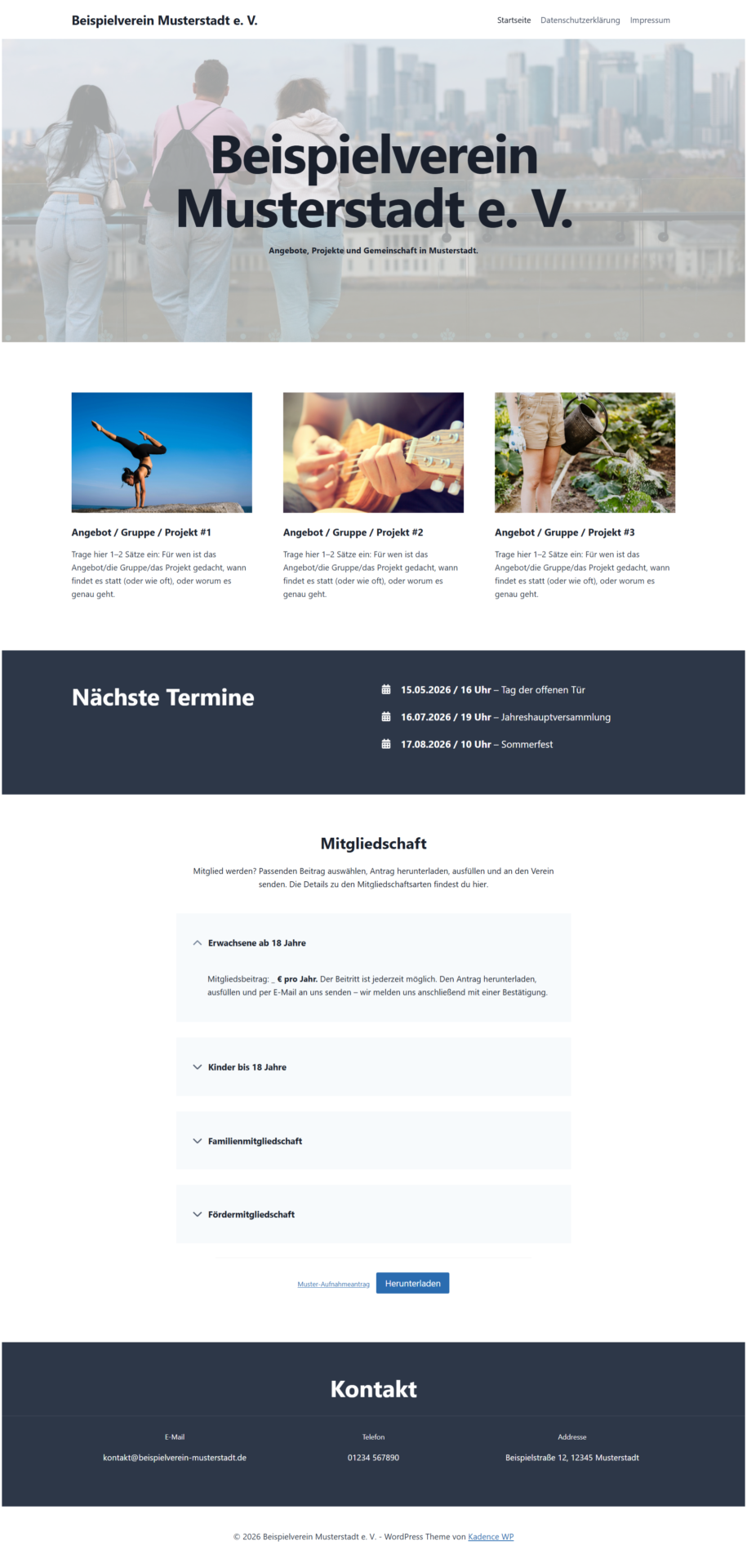 Fertige Website für Verein